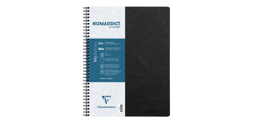 Carnet reliure intégrale Age Bag A4+ 160 pages détachables perforé 4 trous petits carreaux - Noir