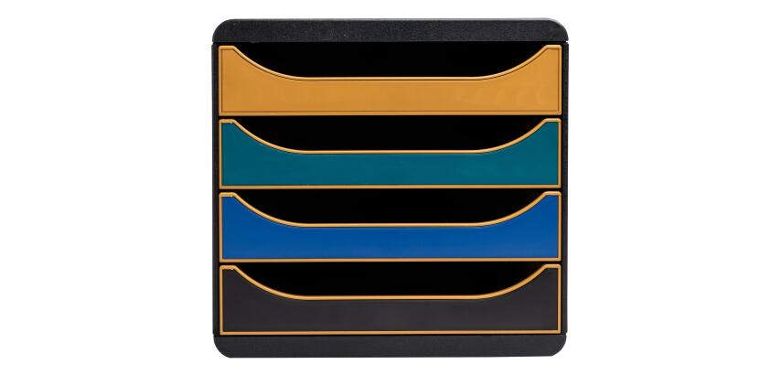 Exacompta, Big Box, Schubladenbox mit 4 Schubladen, Neo Deco - Farben sortiert