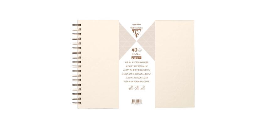 Album DIY zum Personalisieren, 40 Blatt weiß 200g im Format 32x24 cm, fester Umschlag perlmuttelfenbein - Perlmuttelfenbein