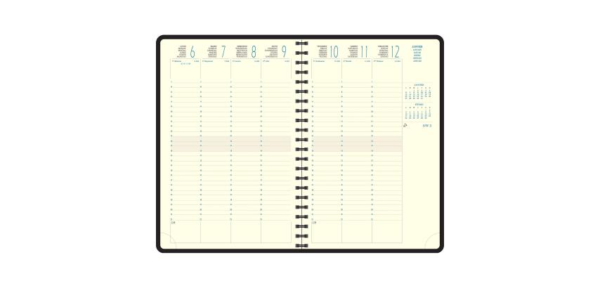 Recharge Agenda de bureau Eurotime 24S Spiralé 16 x 24 cm Semainier Janvier à Décembre 2027
