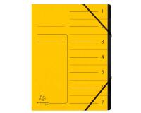 Trieur agrafé avec élastiques intérieur noir 7 compartiments - A4 - Jaune