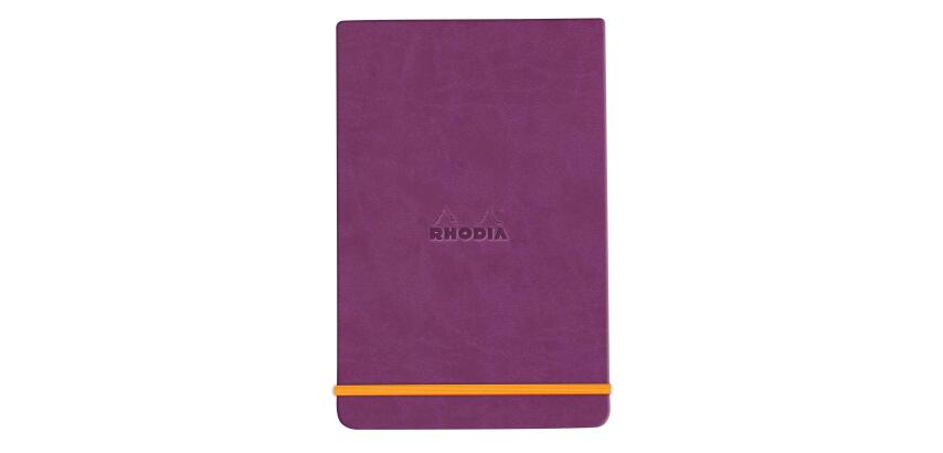Rhodiarama Webnotepad rembordé rigide A5 192 pages ligné microperforé papier ivoire 90g fermeture élastique - Violet