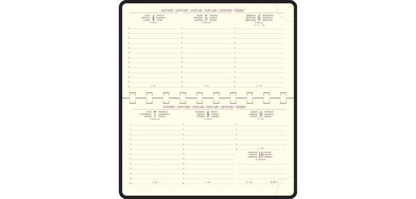 Recharge Agenda de poche Temporel 16S spiralé 9 x 16 cm Semainier Janvier à Décembre 2027