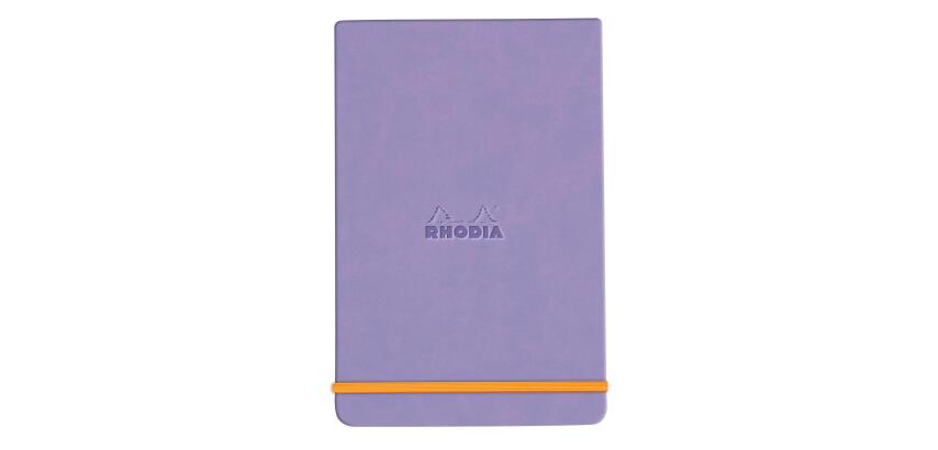 Rhodiarama Webnotepad rembordé rigide 9x14 cm 192 pages ligné microperforé papier ivoire 90g fermeture élastique - Iris