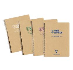 Cahier recyclé reliure intégrale Uninotes A4+ 160 pages détachables perforé 4 trous ligné couverture kraft - Assortis