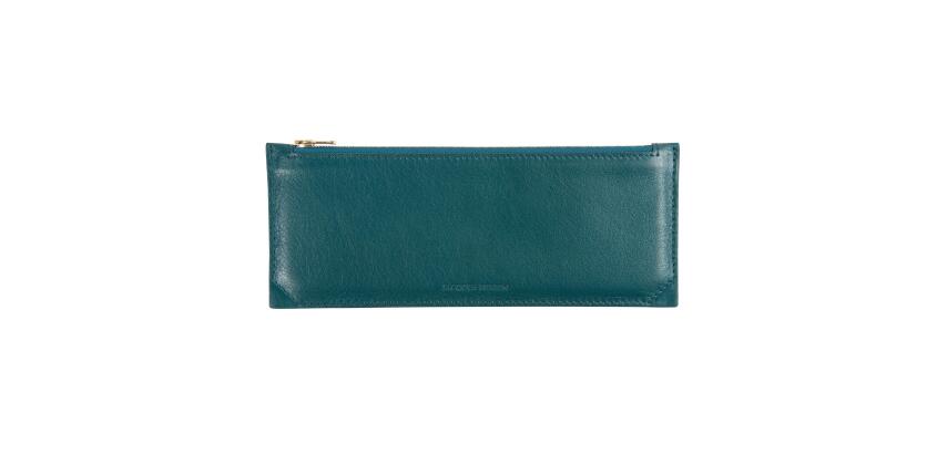 Trousse stylo en cuir, grand modèle - Vert émeraude