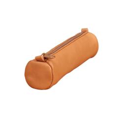 Leren etui Age Bag klein rond formaat 18,5xØ4 cm - Tabak