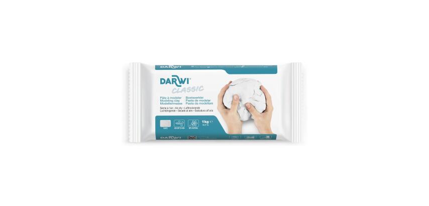 DARWI Pain de 1 kg de pâte auto-durcissante CLASSIC blanche - Blanc
