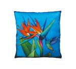 100% Silk Cushion - 40x40cm Hummingbird - White