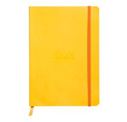 Rhodiarama softcover notitieboek A5, 80 blad gelijnd ivoorkleurig papier van 90g, sluiting met elastiek - Daffodil