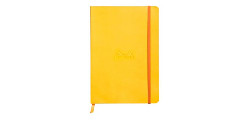 Rhodiarama carnet souple A5 160 pages ligné papier ivoire 90g fermeture élastique - Jonquille