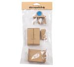 Pappmaché, 6 Miniaturen sortiert, Schlafzimmer, 15,5x4,5x33 cm - Kraft