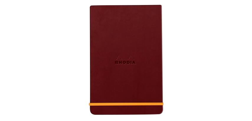Rhodiarama Webnotepad rembordé rigide A5 192 pages ligné microperforé papier ivoire 90g fermeture élastique - Lie de vin