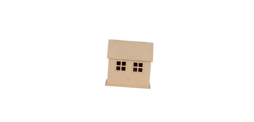 Braunes Pappmaché, Urne Haus 15x26x24,5cm - Kraft