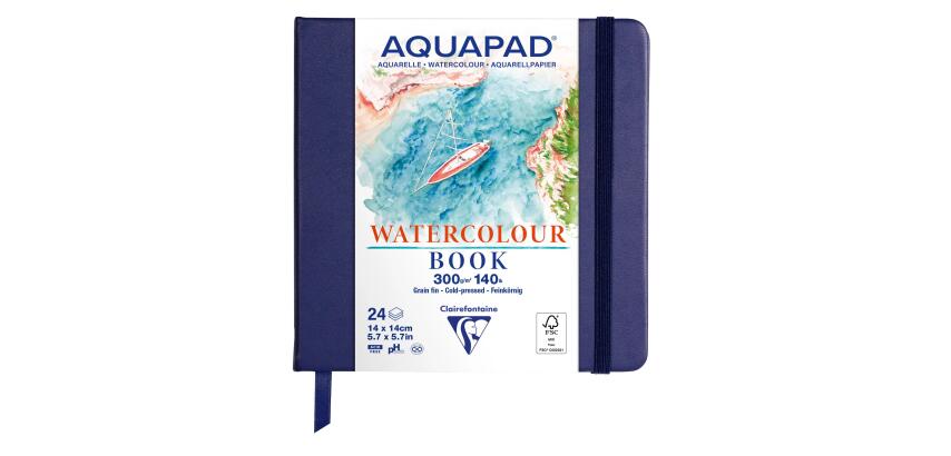 Carnet rembordé rigide Aquapad 14x14 24F 300g