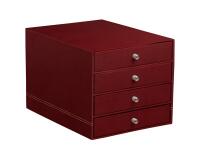 Rhodiarama trieur 4 tiroirs simili cuir italien 24,8x32,7x22,8 cm - Lie de vin