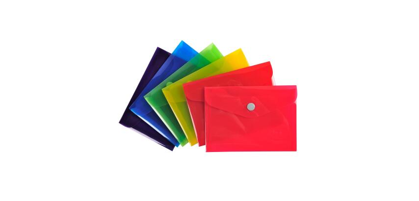 Exacompta Iderama PP Press-Stud Pocket Envelope, B7 Size - Assorted colours