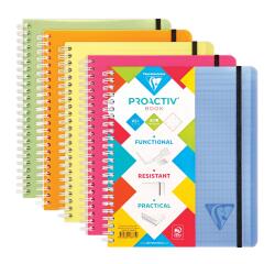 Proactiv'Book Linicolor FRESH cahier reliure intégrale A5+ 180 pages détachables petits carreaux + cadre en-tête + 1 pochette trieur couverture plastique polypropyène rainuré Couleur aléatoire - Assortis