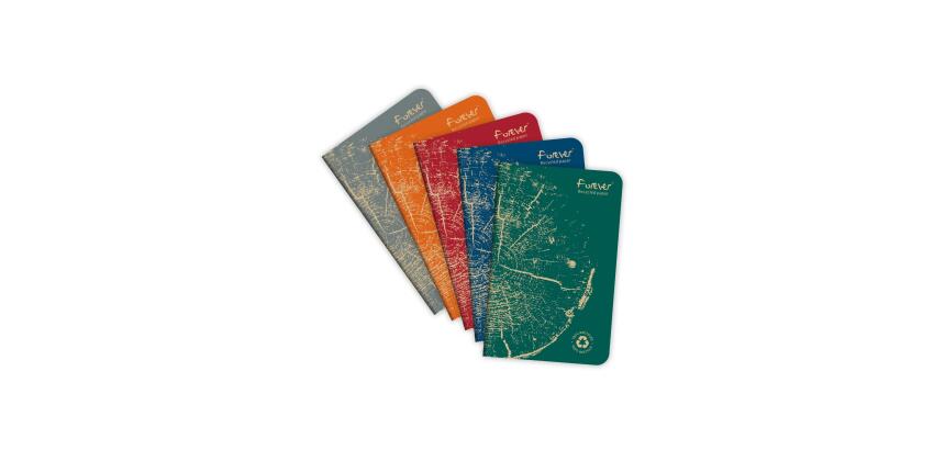 Notizheft 9x14 cm FOREVER PREMIUM, 100% recycelt, 48 Blatt kariert, Weißes Recyclingpapier 90g - Sortiert