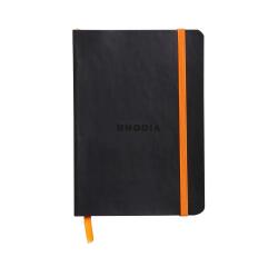 Rhodiarama carnet souple A6 144 pages dot papier ivoire 90g fermeture élastique - Noir