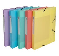Archivbox Cartobox, Rückenbreite 25mm, Colorspan-Karton, 3 Klappen und Gummizug, 25x33cm für DIN A4, , flach geliefert, Serie Chromaline Pastell - Farben sortiert