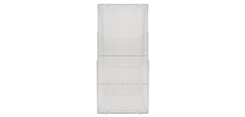 Distributeur de prospectus vertical 3 compartiments A4 - Cristal