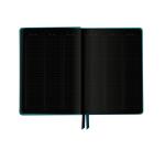 Rhodiarama Goalbook Creation rembordé rigide A5 160 pages papier Maya noir lisse dot 120g avec élastique - Paon