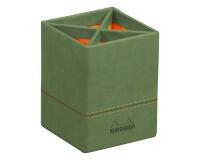 Rhodiarama pot à crayons simili cuir italien 8x8x11 cm - Sauge