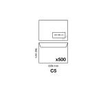 Boite de 500 Enveloppes Blanches C5-162x229mm - Auto-Adhésives - 90g/m2 - Fenêtre Papier Cristal 45x100 (position 20/20) - Blanc