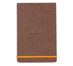 Rhodiarama Webnotepad rembordé rigide 9x14 cm 192 pages ligné microperforé papier ivoire 90g fermeture élastique - Chocolat