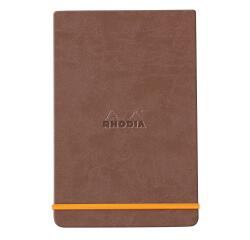Rhodiarama Webnotepad rembordé rigide 9x14 cm 192 pages ligné microperforé papier ivoire 90g fermeture élastique - Chocolat