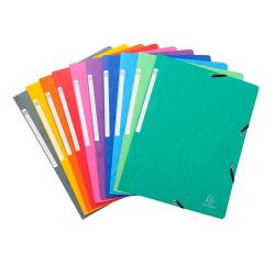 Eckspannmappe mit Gummizug ohne Klappen, Colorspan-Karton 400g, für Format DIN A4 - Farben sortiert