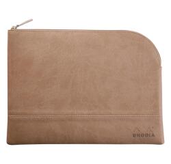 Rhodiarama etui met rits in kunstleer - maat L - 21x28 cm - Taupe