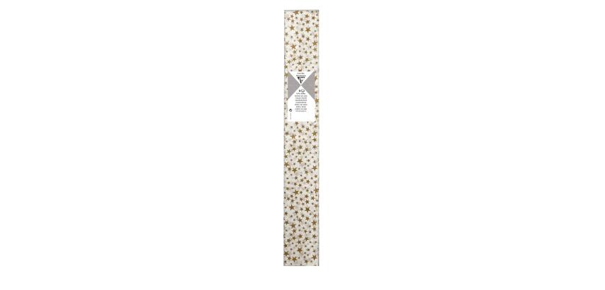 PAPIER DE SOIE IMPRIMÉE, Sachet de 4 feuilles au format 50x75cm - Etoiles dorées - Or