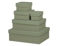 Rhodiarama set 5 boîtes gigognes simili cuir italien 44x34x16 cm - Céladon
