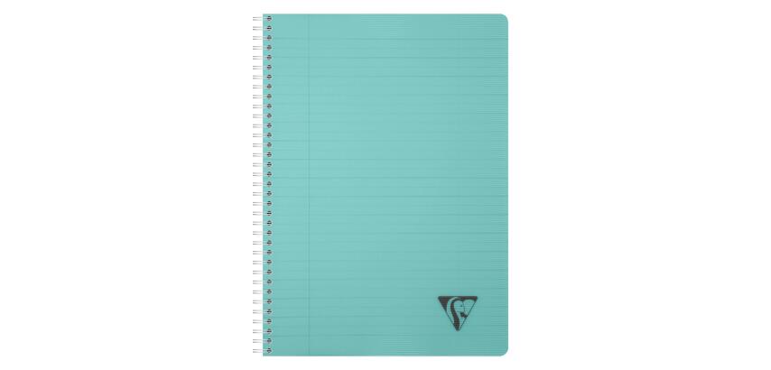 Cahier reliure intégrale Linicolor ESSENCE A4 180 pages ligné + marge couverture plastique polypropyène rainuré - Bleu lagon