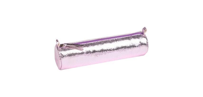 Céleste CUIR Trousse ronde Ø5,5x22 cm Rose