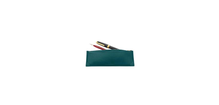 Trousse stylo en cuir, petit modèle - Vert émeraude