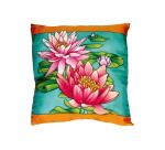 100% Silk Cushion - 40x40cm Flora - White