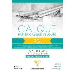Papier Calque bloc collé 50F A3 90/95g