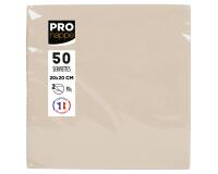 Paquet de 50 serviettes cocktail micro-gaufrées ouate 2 plis - 20x20 cm - Ivoire