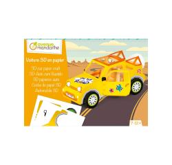 Creatieve box, 3D papierkunst, Auto - Geel|