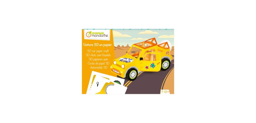 Boîte créative, Pliages 3D, Voiture - Jaune