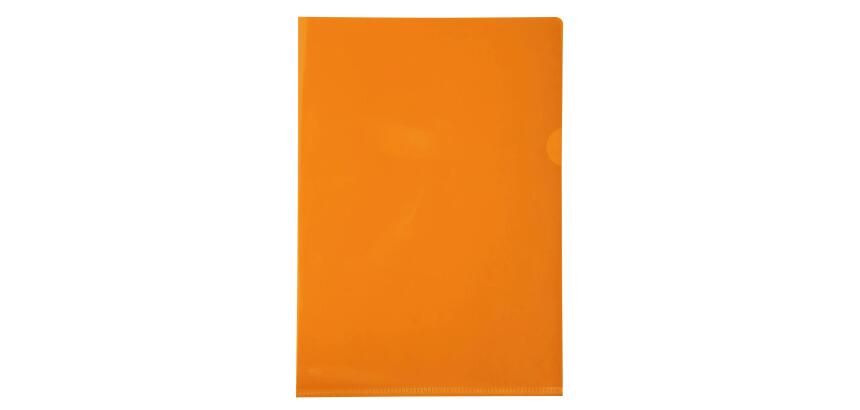 Etui carton de 100 pochettes coin PVC lisse haute résistance 13/100e - A4 - Orange