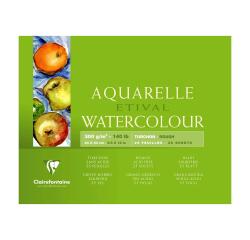 Etival Aquarellpapier Torchon, Block 4-seitig geleimt, 25 Blatt 300g, 24x30 cm