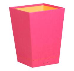 Rhodiarama prullenmand in Italiaans kunstleer 27x27x32 cm - Framboos