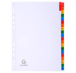 Intercalaires Imprimés alphabétiques carte blanche 160g - 20 positions - A4 - Blanc