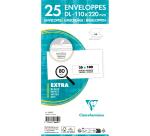 Paquet de 25 Enveloppes Blanches DL-110x220mm - Auto-Adhésives - 80g/m2 - Fenêtre Papier Cristal de 35x100 (position 20/20) - Blanc