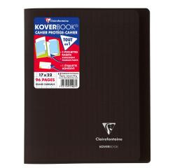 Cahier piqué Koverbook 17x22cm 96 pages grands carreaux couverture polypropylène transparent