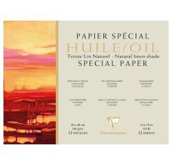 Papier Huile lin naturel bloc collé 1 côté 12F 36x48cm 240g